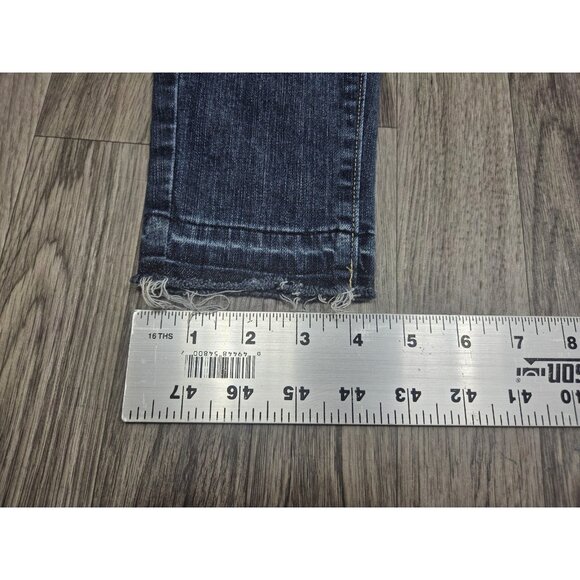 Paige Verdugo Crop Jeans Womens 26 Blue Distressed Raw Hem Skinny Denim Stretch - Picture 13 of 13
